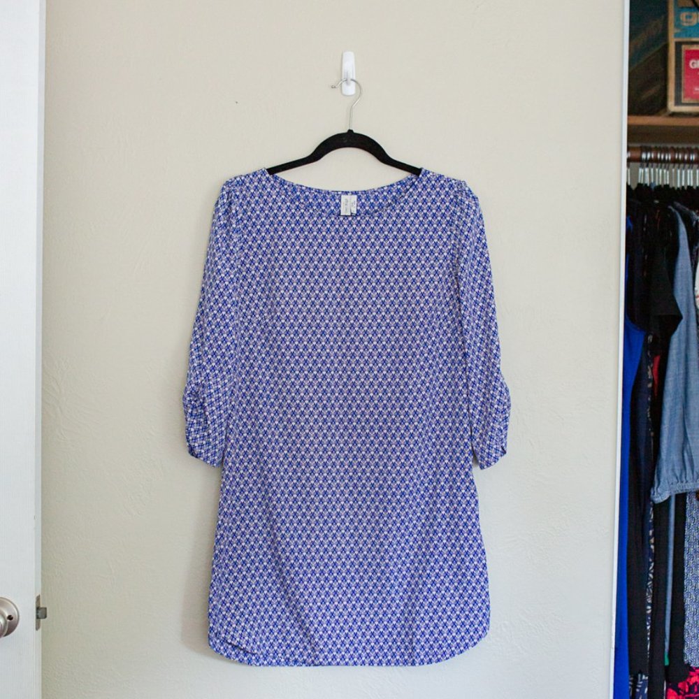 Pink owl blue and white dress M